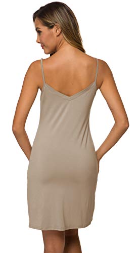 Image of AUHEGN Women's Basic Adjustable Spaghetti Strap Cami Slip Mini Dress