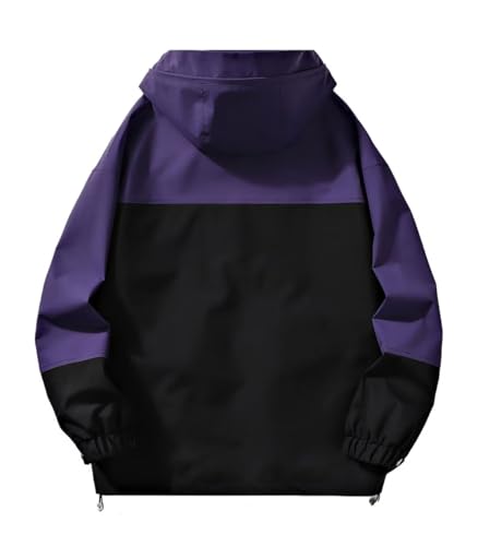 INVACHI Men's Causal Lightweight Hooded Windproof Splicing Jacket Outdoor Sports2