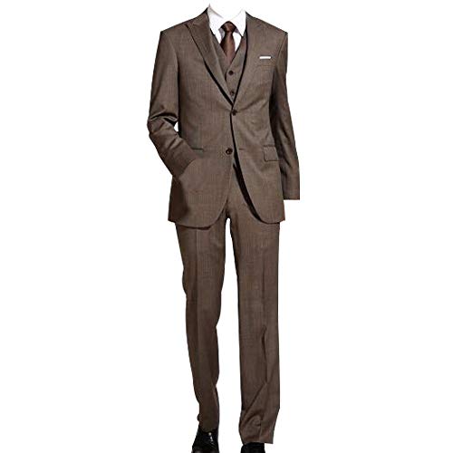 HBDesign Mens 3 Piece 2 Button Closure Collar Slim Fit Suits (Jacket Vest Pants)