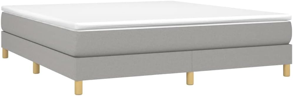 Light Grey Bed Frame King Size Upholstered Polyester Fabric Platform Foundation with Engineered Wood Legs Durable Sturdy Mattress Support Easy Assembly Modern Bedroom Furniture