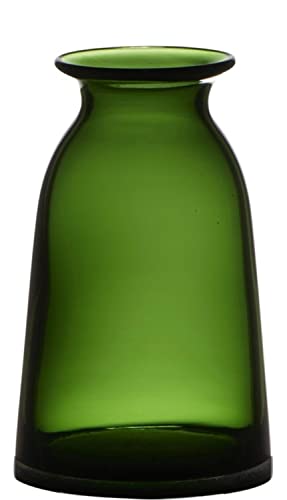 INNA-Glas Florero Tibby de Vidrio, Verde-Transparente, 14,5cm, Ø9,5cm - Jarrón de Cristal Cover