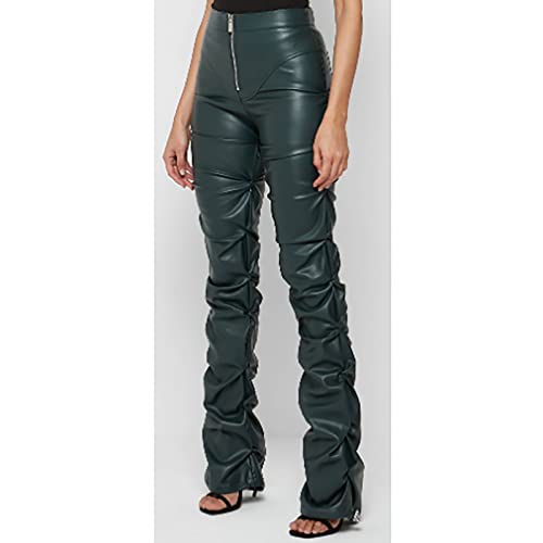 Leggings simili cuir push up et taille haute pour silhouette galbée - 4