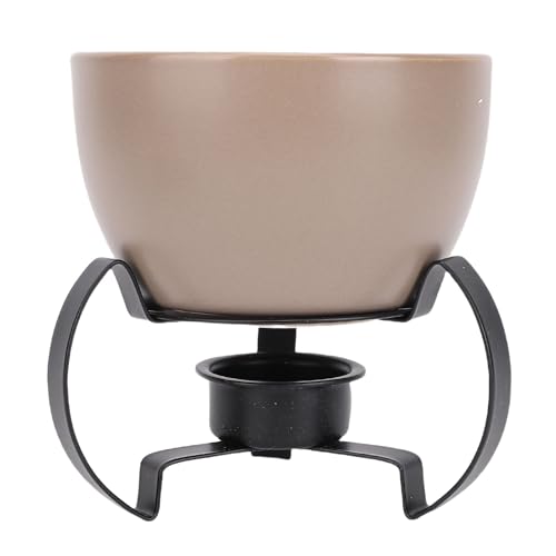 Jectse Cheese Heating Pot Elegant European Style Ceramic Cheese Fondue Pot with Detachable Metal Stand, Even Heat Distribution, Conversation Centerpiece for Melting Cheese or Chocolate (Gray) - Thumbnail 6