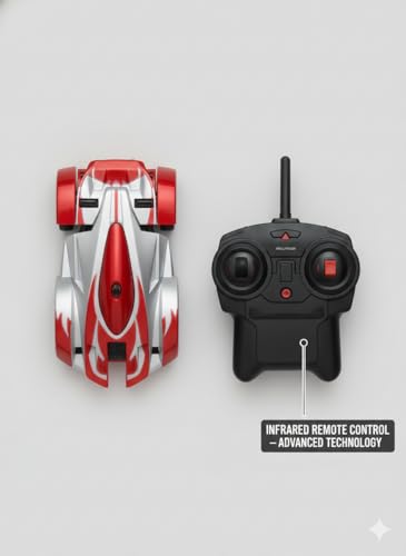 Image of Remote Control Wall Climbing Car for Kids - Gravity Defying RC Stunt Car with LED Lights, 360 Rotating Dual Mode Suction Racing Toy, USB Rechargeable, Birthday Gift for Boys and Girls Ages 8+