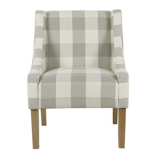 Homepop Modern Swoop Arm Accent Chair, Gray And White Plaid #TOP2
