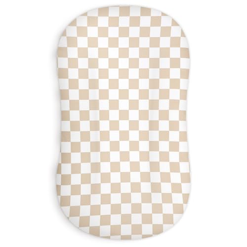 Image of DILIMI Baby Lounger Cover for Boys and Girls, Removable Cover Ultra Soft Comfortable Lounger Slipcover, Light Brown Checkerboard (Lounger not Included)