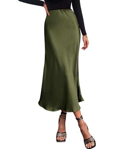 BTFBM 2026 Womens Spring Summer Long Satin Skirt Silk Elegant