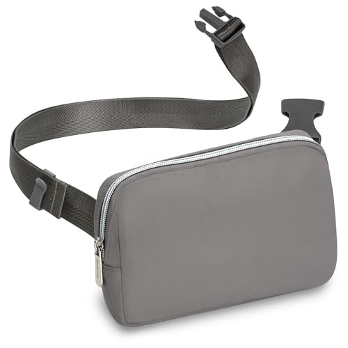 Gray Fanny Pack Belt Bag for Women I Cross Body Fanny Packs for Women - Crossbody Bags small Waist Bag Men - Fashion Waist Pack Bum Bag - Hands Free for Hiking, Running & Travel