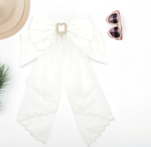 Gran Lazo para el Cabello, Velo, Clips para el Cabello, Diademas para Mujer, Accesorios Lolita, Encaje Dulce, Broche de Pelo, Fiesta, Princesa Dulce, Anime, Blanca miniatura 5