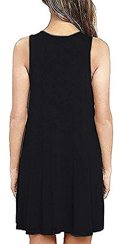 Misfay Women's Summer Casual T Shirt Dresses Beach Cover Up Plain Tank Dress With Pockets (2Xl, Black) #TOP1