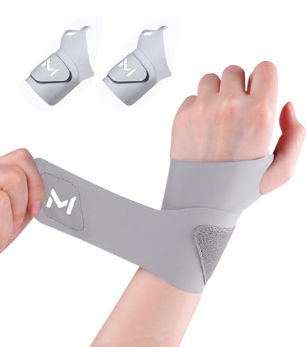 Image of 2 Pcs Soft Wrist Brace, Adjustable Wrist Support for Sprains, Fitness, Sports,Carpal Tunnel, Weightlifting, Wrist Compression Strap Pain Relief Wear Anywhere, Fits 6 inch to 8.3 inch(Gray)