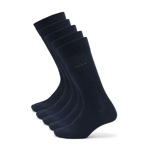 BOSS 5-Pack Solid Cotton Socks navy love 7-13