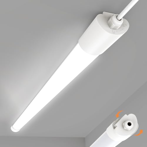 Amdelne Led Feuchtraumleuchte 150CM 45W 4500lumen Kaltlweiß 4000k Led Werkstatt Deckenleuchte IP65 Wasserfest Feuchtraumlampe Weiß Als Wohnzimmerlampe KüChenlampe Kellerlampe Garagenlampe BüRo