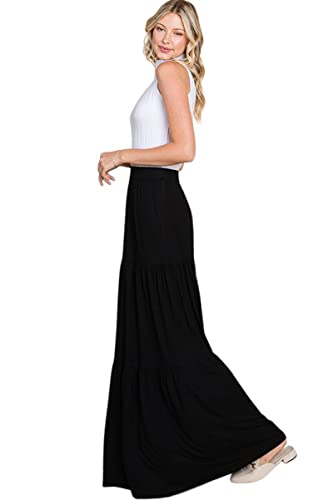 Iconic Luxe Women's Tiered Maxi Skirt Small Black #TOP2