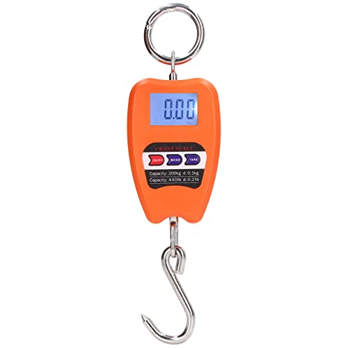 200kg Electronic Hook Scale with LCD Display, Stainless Steel Load Bearing Handheld Mini Scale for Hunting Fishing Workshop Home