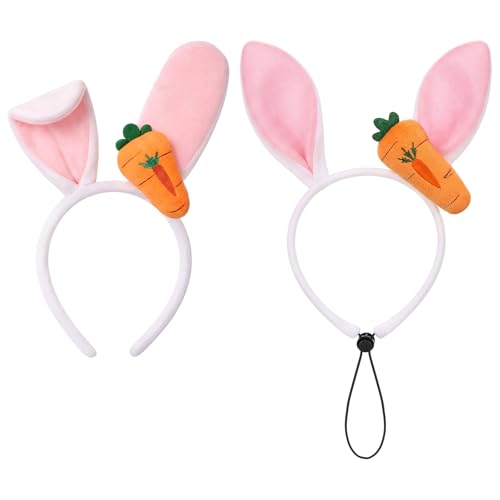 Janinka Easter Bunny Ears Headband Set for Owner and DogMatching Plush Bunny Ears with Carrot for Humans & Pets Easter Party Headwear for Easters Photos Costume Fun Pet Cosplay Fun