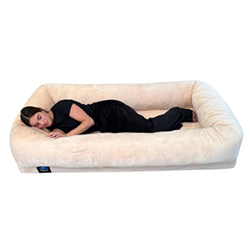 Nappynap Human Dog Bed, Memory Foam Bean Bag Bed With Cotton Filled Bolster Pillow, Adult Size Dog Bed For Humans, Nap Bed For Adult, Floor Bed For Adults, Kids, And Pets, Giant Dog Bed For Humans. #TOP22