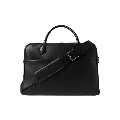 Bolsa para portátil de cuero premium hecha a mano en color negro