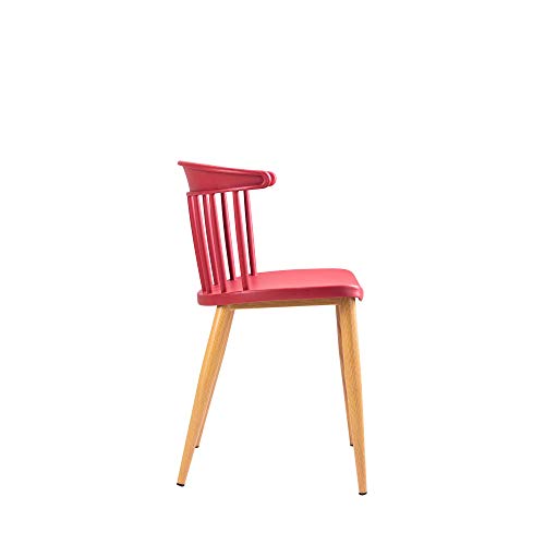 Image of Finch Fox Scandinavian Stylish & Modern Furniture Plastic Living Room Dining Chairs for Cafeteria Seating, Side, Kitchen, Restaurants, Hotels in Red Color (Set of 6)
