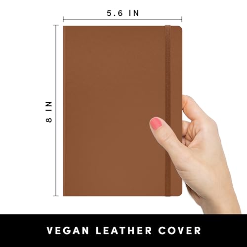 Image of PAPERAGE Blank Journal Notebook, (Cognac), 160 Pages, Medium 5.6 in x 8 in - 100 GSM Thick Paper - Hardcover Journaling Notebook for Work, School, Note Taking or Sketching