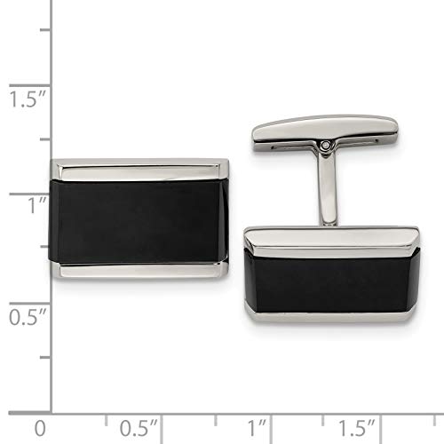 Mancuernillas rectangulares Bonyak Jewelry con ónix negro miniatura 3