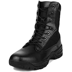 Botas De Trabajo Militares Wygwlg Botas de Senderismo del ejército de los Hombres Botas de Trabajo Militares Botas tácticas de Patrulla de Combate con Cordones de Desert Island Ligeras,Black-41