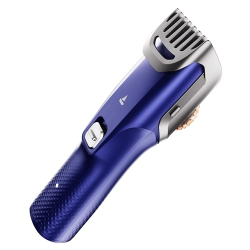 Image of boAt Slazer S100 Beard Trimmer For Men, 300 min runtime,2X Fast Charging, USB Type C, Metallic Finish, Adjustable Comb, Stainless Steel Blades, 2 Years Warranty (Electric Blue)
