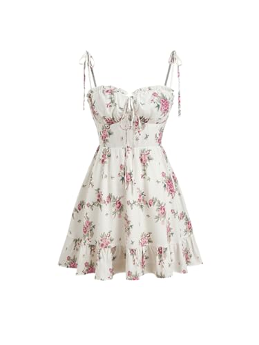 Image of CIDER Floral Dress for Women Summer Mini Sundresses Spaghetti Strap Cute Vacation Dresses Boho Casual Outfits