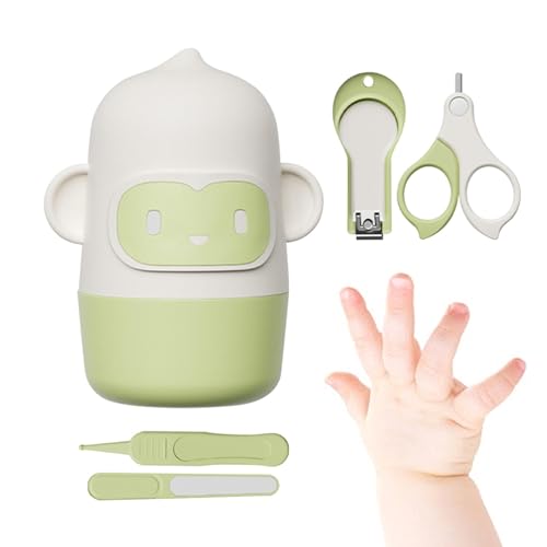 Baby Clipper Set, Baby Nail Scissors, Baby Nail Clippers, Grooming Care Nail Clipper, Easy Grip Safe Clippers Scissors File Tweezers with Cute Case for Toddler Kids