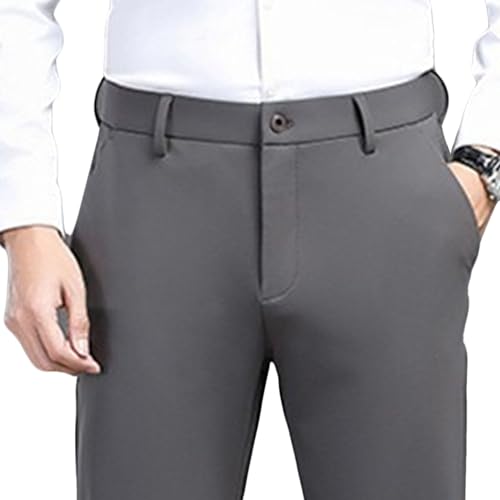 Mens Classic-Fit Dress Pants Casual Slacks Work Business Trousers for Men Stretch Waist Regular Straight Leg Suit Pants4