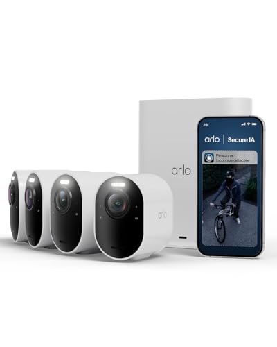 Arlo Ultra 3 4K et Smarthub, Caméra de Surveillance WiFi Extérieure sans Fil, Détection par IA, Vision Nocturne Couleur, Audio bidirectionnel, Compatible avec Alexa, Essai Secure Inclus, 3 Caméras