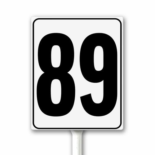 Aluminum Number Sign 89 White & Black House Signage, Speed Limit Street Sign, 12x15 CM Number Yard Sign With Stake for Parking Lot Private Property Business Gas Station Indoor Outdoor Use