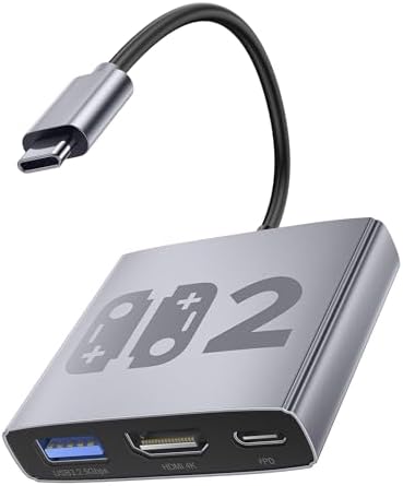 Aluminum Alloy 3-in-1 Switch 2 Dock, Bemkiru Portable Travel Dock for Nintendo Switch 2/Switch/OLED/ROG Ally/Legion GO, Switch 2 TV Docking Station Adapter with HDMI 4K@60Hz, USB 3.2 and PD 100W