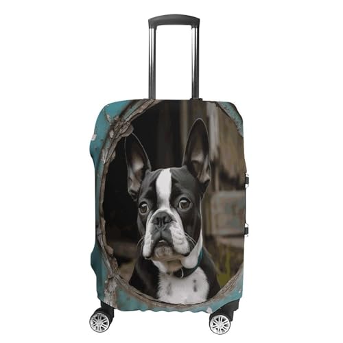 Travel Wheeled Suitcase Sleeve Dustproof Anti-scratch Boston Terrier Luggage Case Protective Cover For 19-32 Inch Luggage