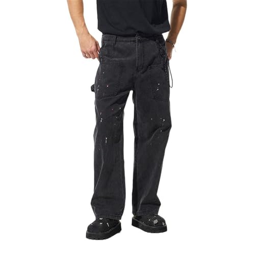 Men's Spring and Summer Denim Loose Straight-Leg Long Pants