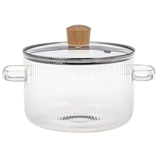 Olla de cocción de vidrio con tapa, bote de vidrio de borosilicato resistente al calor de 1.6L/54 oz con manijas, cocineros transparentes a fuego lento para sopa, leche, botas de de comida par Olla de cocción de vidrio con tapa, bote de vidrio de borosilicato resistente al calor de 1.6L/54 oz con manijas, cocineros transparentes a fuego lento para sopa, leche, botas de de comida par