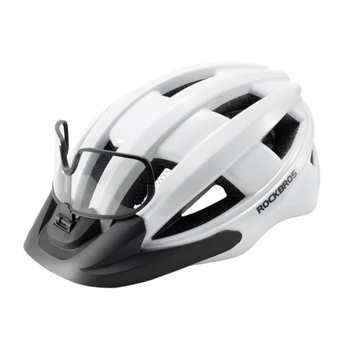 ROCKBROS Bike Helmet with Goggles Visor and Tail Light, 55-61cm