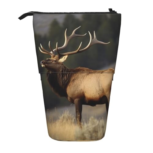 LHBWCVN ブルエルク コスメティックバッグ スタンディングペンシルケース 伸縮ペンシルバッグ ポータブルペンシルホルダー かわいい スタンドアップペンシルポーチ レディース メンズ 旅行 コインポーチ 財布