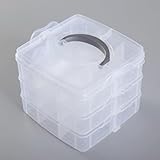 小物ケース 小物収納ケース パーツケース 小分けケース 透明 収納ボックス クリアボックス レゴ 三段式収納 仕切り 取り外し 手提げ 小物 金具 おもちゃ アクセサリー ビーズ収納 大容量 (15 x 15 x 12.5 cm)