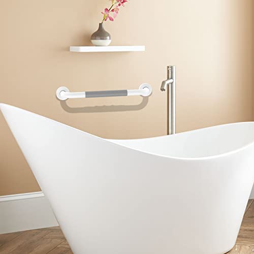 16 Inch Shower Grab Bar 2 Pack, Munzong White Stainless Steel Bathroom Grab Bar W/Anti Slip Gray Rubber Grip, Bathroom Balance Bar,Safety Handrail Support,Handicap Elderly Senior Assist Bath Handle #TOP6