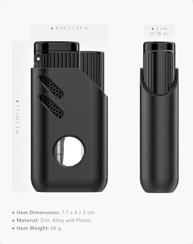 Encendedor turbo ajustable con llama triple a butano negro miniatura 2