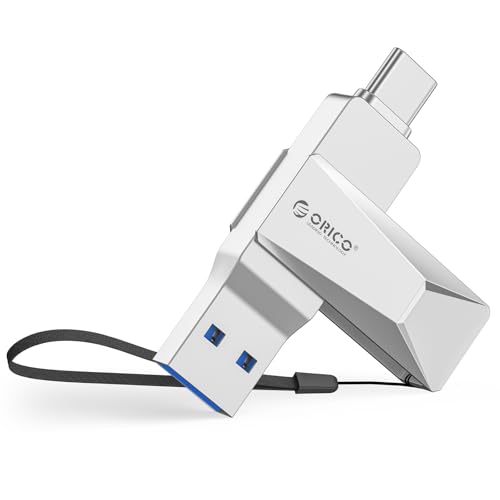 ORICO Memoria USB de 64 GB, USB 3.2, OTG, hasta 150 MB/s, 2 en 1, Tipo C, de Metal, para iPhone 17/16/15, Android, Smartphones, Tablets, Mac, Computadora Portátil, Plata, CB05