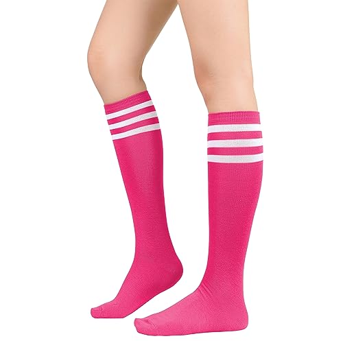 Image of Century Star 2-Pack Long Knee High Socks for Women-Mixed Striped Tube Socks Causal Stockings