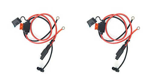 Dongge Lot de 2 connecteurs SAE pour chargeur de batterie de moto, câble de charge SAE coupe rapidement la prise à la bague 12 V fusible adapté pour charger les motos, tracteurs, voitures, etc.