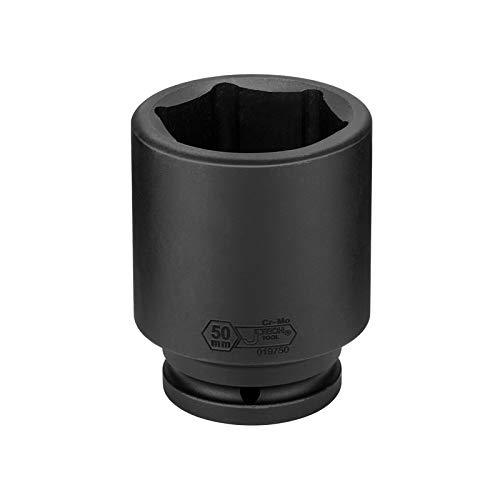 Image of JETECH 3 /4 inch Drive 50mm Deep Impact Socket, 6-Point Metric Impact Socket, Heat-Treated Chrome Molybdenum (Cr-Mo) Alloy Steel, Extended Reach for Heavy-Duty Truck & Industrial Applications