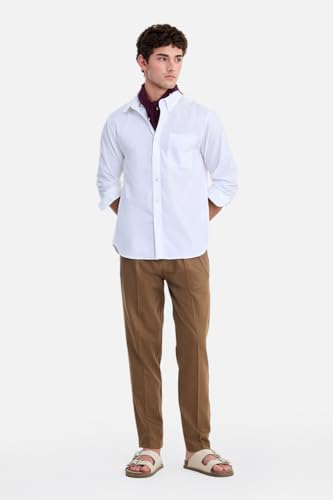 Image of SNITCH Men Formal Shirt | Regular Fit Long Sleeve Button-Down Collar Solid Style | 100% Cotton & Breathable Oxford Fabric for Office, Special Events & Smart Casual Wear