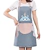 Avental Cozinha Impermeável Feminino Ajustável com Bolso Frontal com Toalha Seca Mãos Lateral à Prova de Água PVC Profissional 70x65cm (Cor AZUL Estampa Sortida)