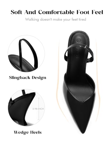Coutgo Womens Slingback Wedge Heels Closed Pointed Toe D'Orsay Pumps Slip On Work Dress Shoes4