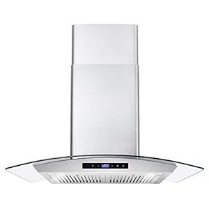 COSMO COS-668AS750 30 in. Wall Mount Range Hood with 380 CFM, Curved Glass, Ducted Convertible Ductless (additional filters needed, not included), 3 Speeds, Permanent Filters in Stainless Steel