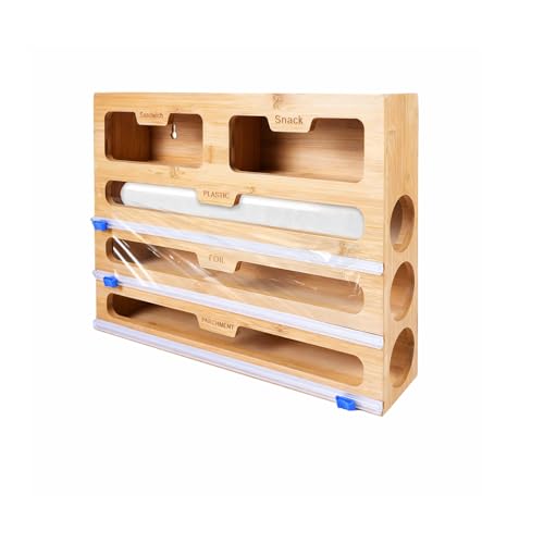 5-in-1 Cling Film Dispenser and Cutter 40cm Tin Foil Kitchen Roll Organiser